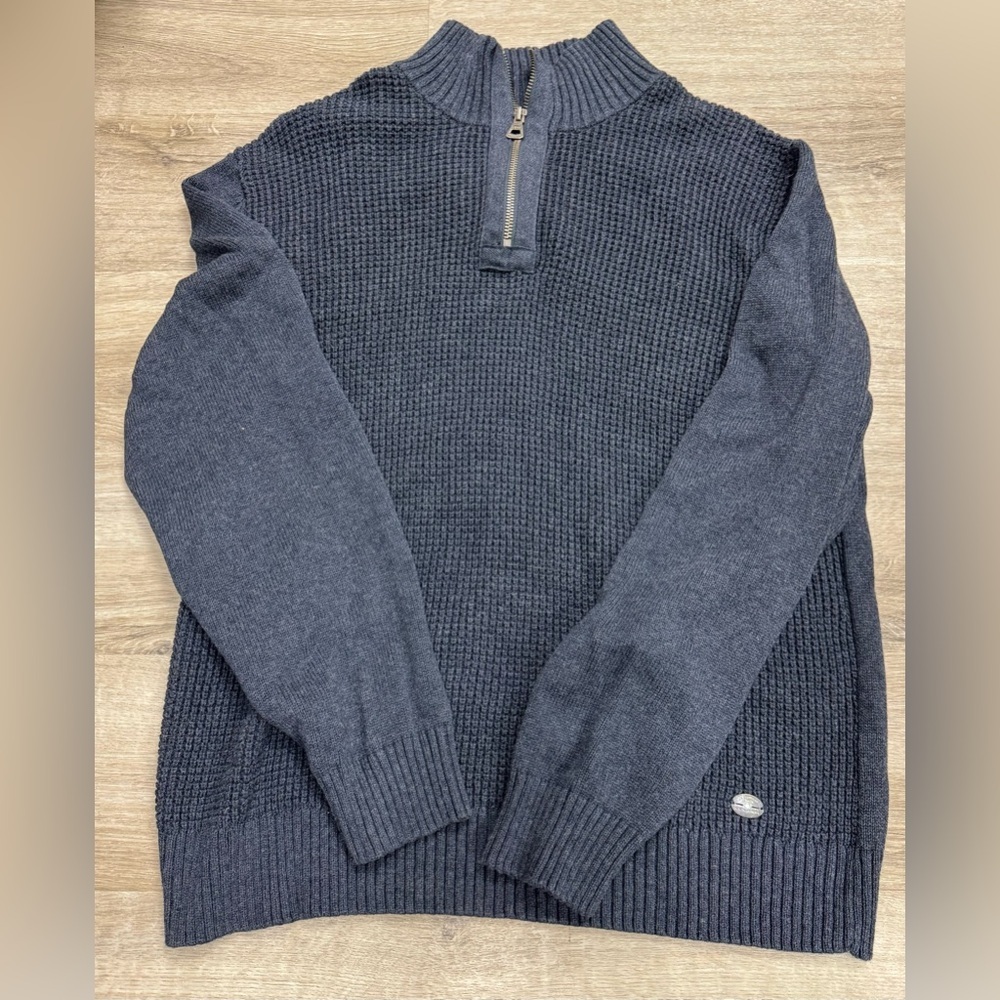 Weatherproof Vintage men's quarter-zip sweater with a waffle texture M